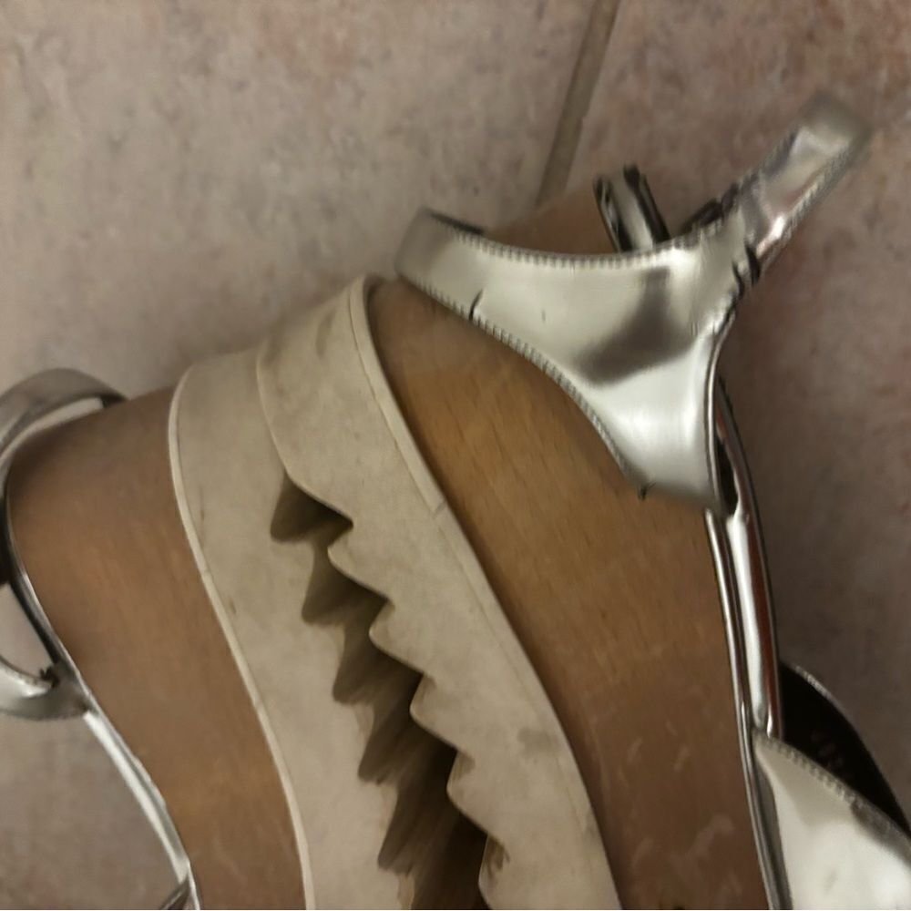 Stella McCartney Elyse Sandals wedge dress shoes open toe platforms metallic - Picture 7 of 14